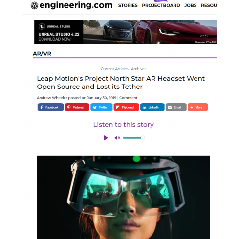 Leap Motion's Project North Star AR Headset Went Open Source (Engineering.com)